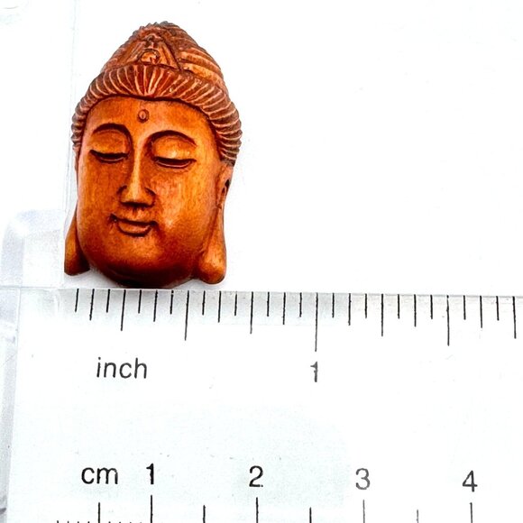 Ojime Bead Netsuke Kuan Yin Guanyin Quan Yin Hand-Carved Boxwood Signed Face - Picture 3 of 10